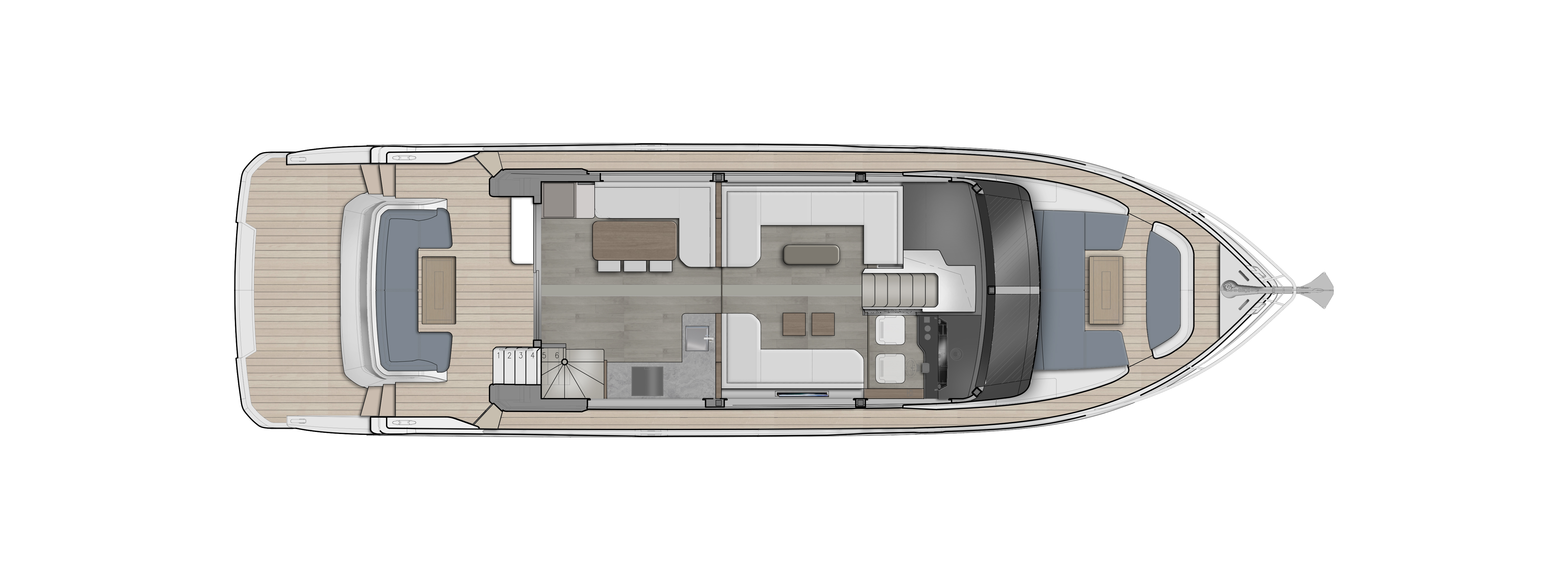 Main deck of Oceanwalker X62 yacht