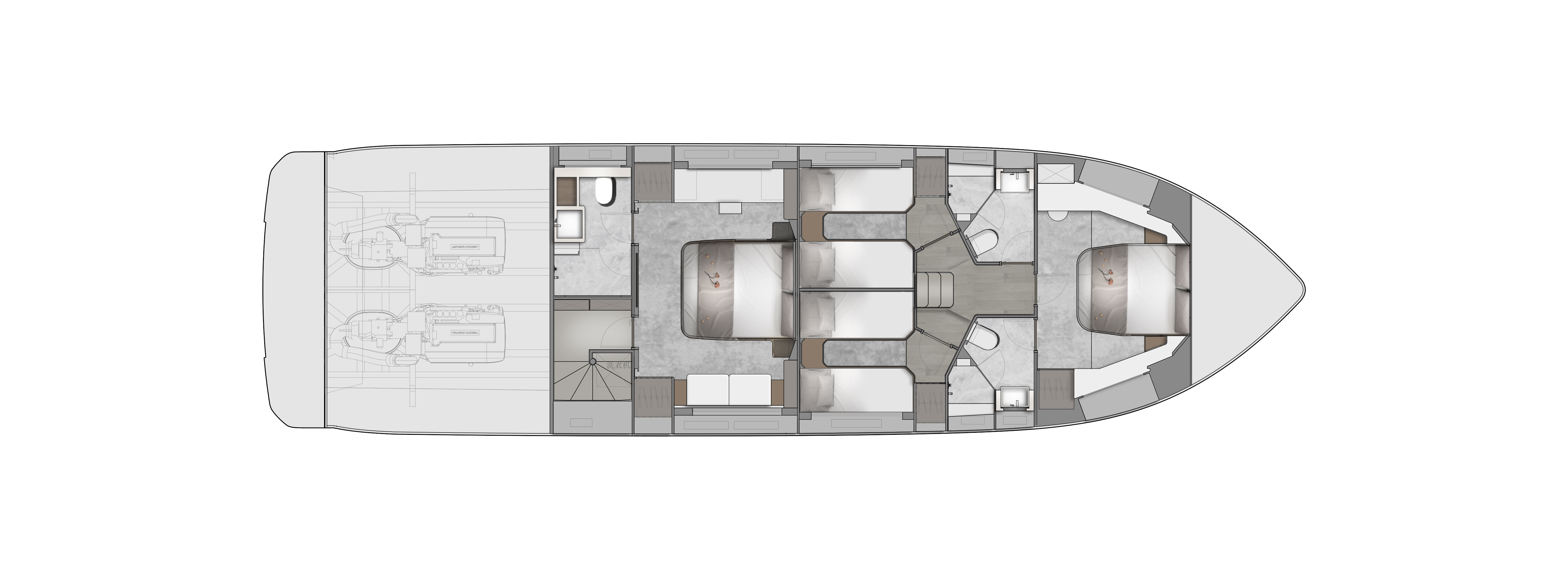 Lower Deck of Oceanwalker X62 yacht
